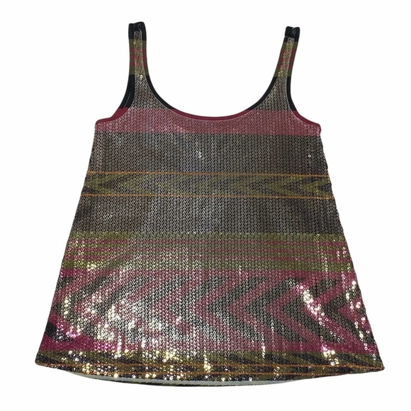 CHARLOTTE Russe Multicolored Aztec Print Sequined Front Tank Top - Picture 6 of 12